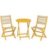 Outsunny Garden Furniture Bistro Set 3 Pieces Round Table and 2 Foldable Chairs Boho Design Acacia Wood Natural PP Cording