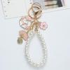 Pearl Cherry Blossom Heart Keychain: Cute Korean & French Style Bag Charm