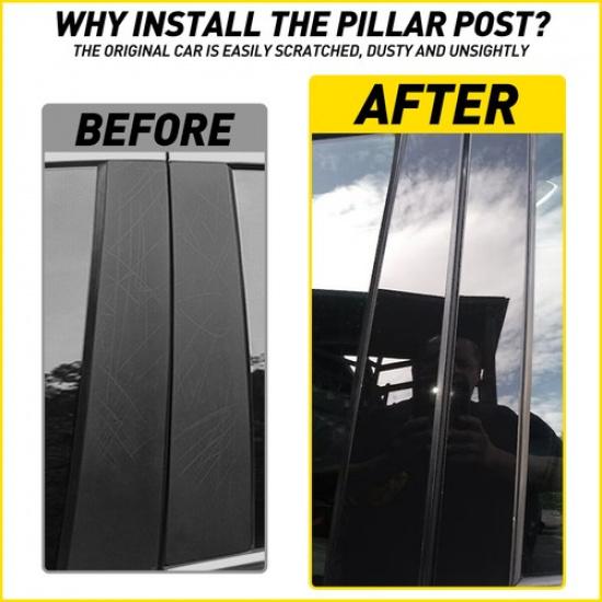 6X Glossy Black Pillar Post Window Door Trim 2004-2015 For Nissan Titan Crew Cab