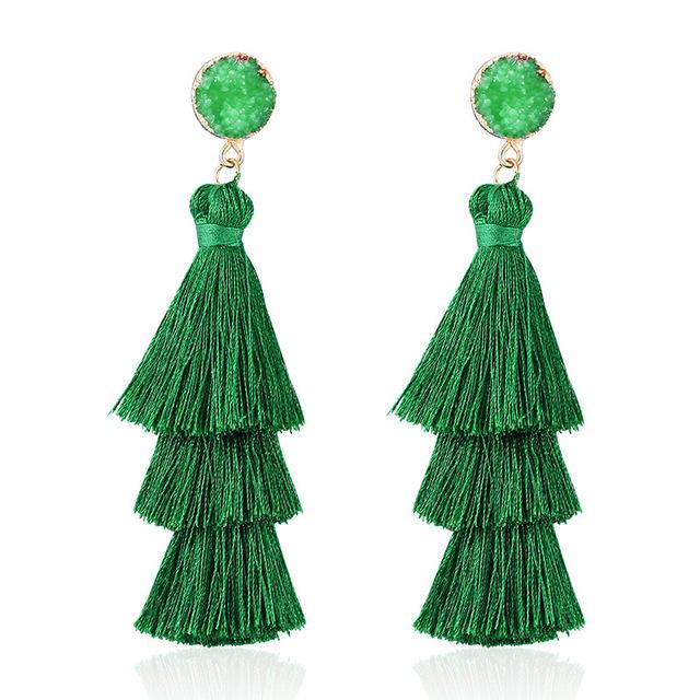 Orecchini lunghi multistrato con frange alla moda, temperamento semplice, orecchini in stile bosniaco, lotto da donna