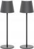 Cordless Table Lamps with Battery, Dimmable, IP54, 2 Pcs. Black
