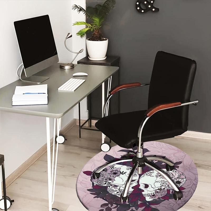 

1pc Office Carpet Chair Mats Skull Flowers Circular Artwork Perfect for Decorating Office Chairss, Or Bedrooms.YDT375 80cm by 80cm