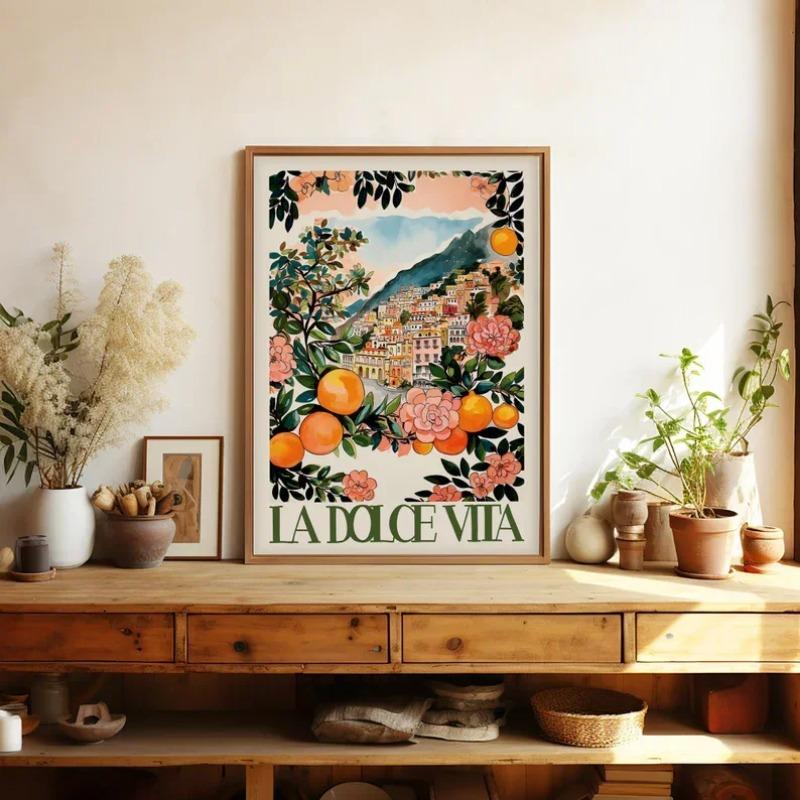 Retro Spritz La Dolce Vita Lemon Italy Travel Posters and Prints Canvas Painting Wall Art Picture for Room House Decor