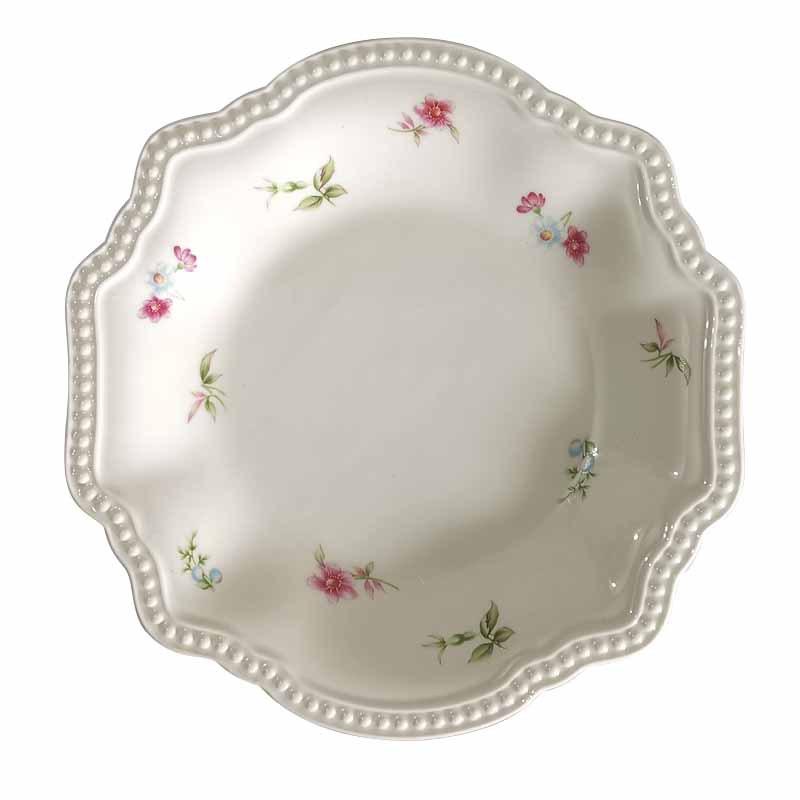 Chinesische Keramikplatte Haushalt 8 Zoll Flache Platte Französisch Vintage Westliches Geschirr Blütchen Porzellan China Tafelgeschirr Backen