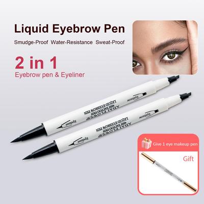 Waterproof Liquid Dual-ended Eyeliner Eyebrow Pen Smudge-Proof Long-Lasting Eye Makeup Pen Buy 2 Get 1 Free