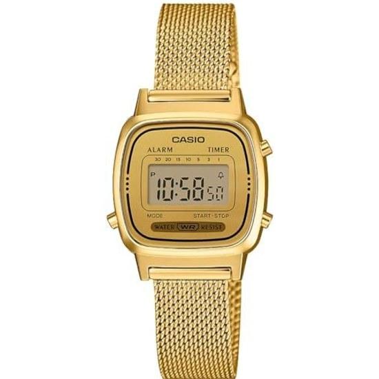 CASIO wristwatch ladies digital design LA670WEMY-9 gold mesh band overseas model