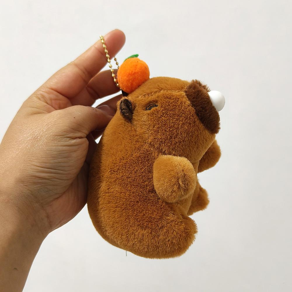 Creative Kapibala Keychain Pendant That Can Spit Bubbles Cute Capybara Schoolbag Hanging Ornament Grab Machine Doll