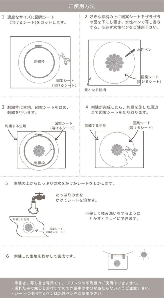 MYmama Embroidery Design Sheets for 100cm x for Handmade Crafts of Water-Soluble Sheets, Water-Soluble Embroidery, 98cm, Push-Stitching, (Set 2)