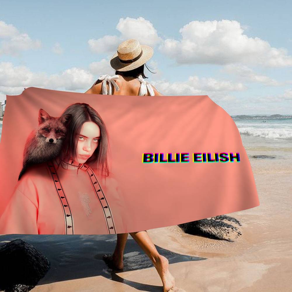 B-Billie E-Eilish Badetuch Mikrofaser Weich Wasserabsorbierend Atmungsaktiv Für Mädchen Kinder Dekorativ Cartoon Strandtuch