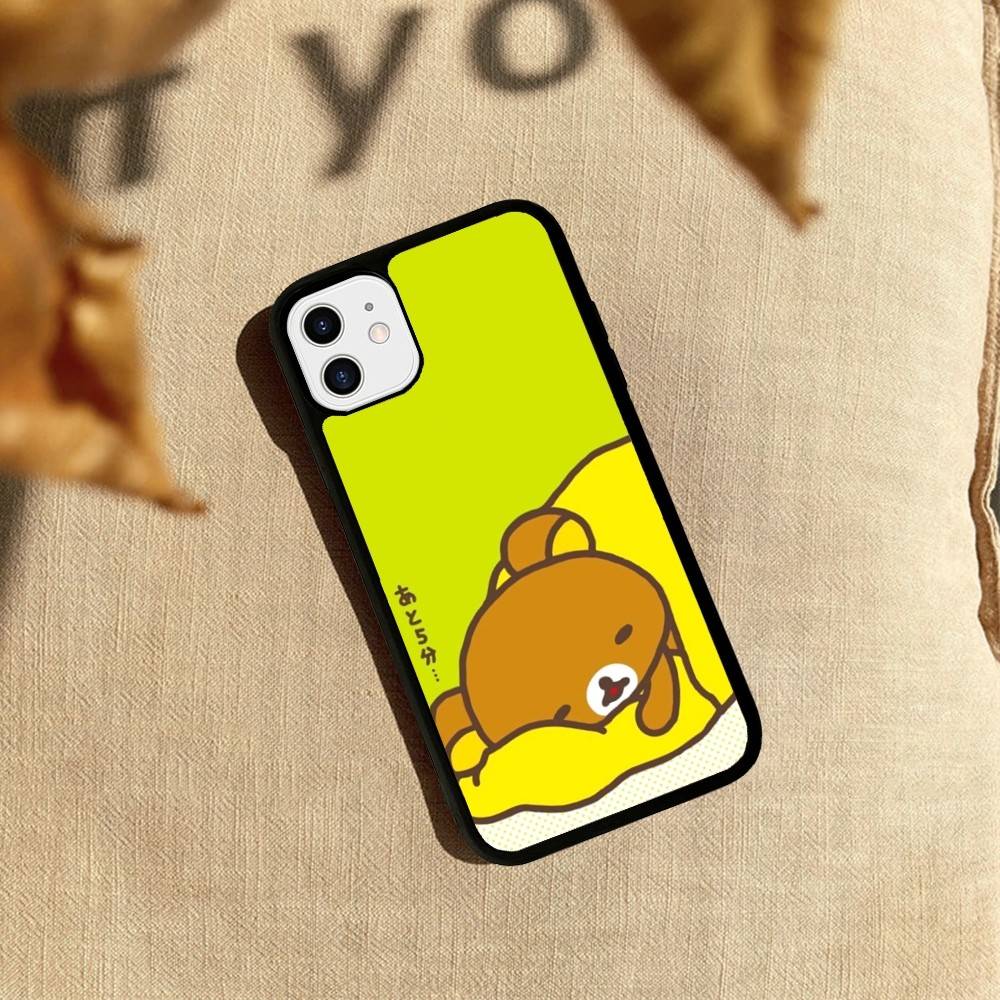Rilakkuma Relaxed Bear For iPhone 17 16 Pro Max Air 15 14 13 12 Mini Plus 11 Hard PC+TPU Phone Back Cover