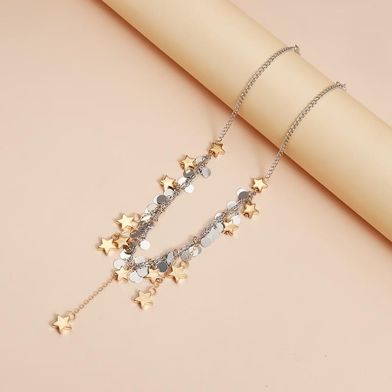 Geometric Multi Star Charm Necklace Women'S Luxury  Spicy Girl Style Jewelry Accessories