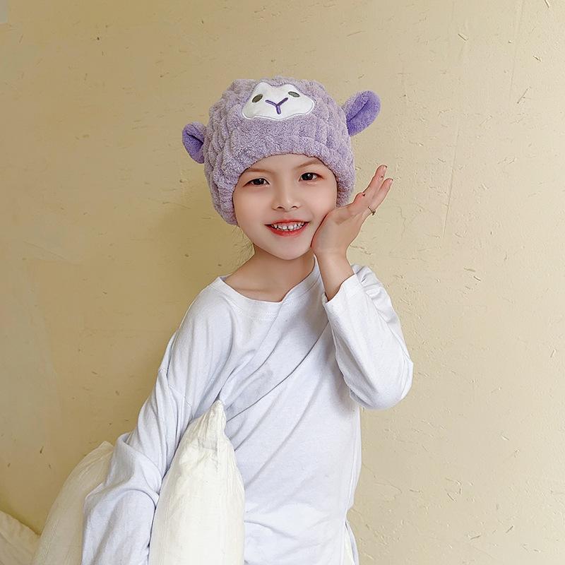Children's Dry Hair Cap Rabbit Hat Coral Fleece Absorbent Cartoon Cute Shower Cap Female Adult