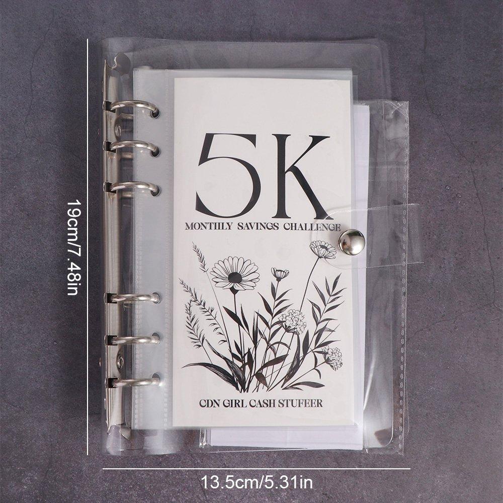 2.5K/5K/10K Savings Challenge Binder Creative Cash Savings Binder PVC Envelope  Budget Planner