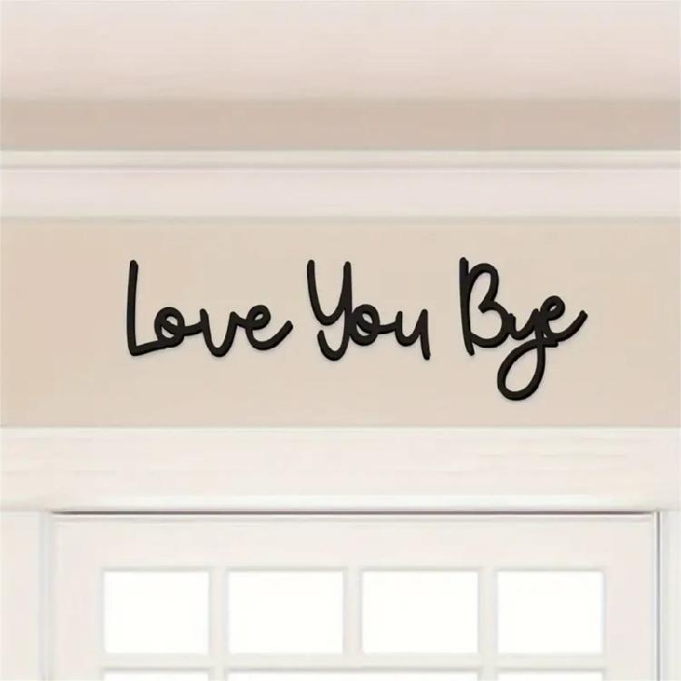 1 Set Love You Bye Wood Sign Black Wall Plaques Decors for Couples and Family Front Door Entryway Aesthetic Decoration