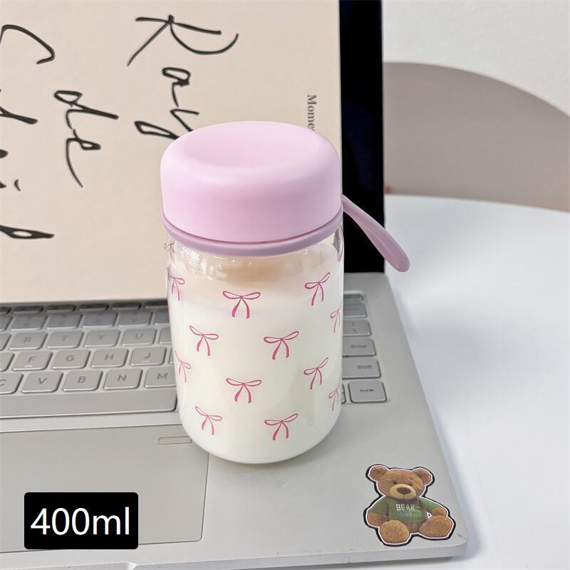 Bowknot Plastic Water Cup Student Portable Cold Drink Cup Coffee Juice Milk Portable Large Capacity Water Cup