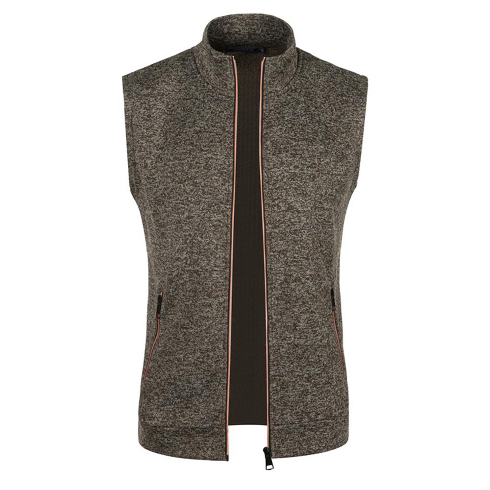 

Чоловіча модна одноколірна приталена куртка без рукавів на блискавці, безрукавки, кардиган, трикотаж, повсякденне універсальне пальто S кавовий