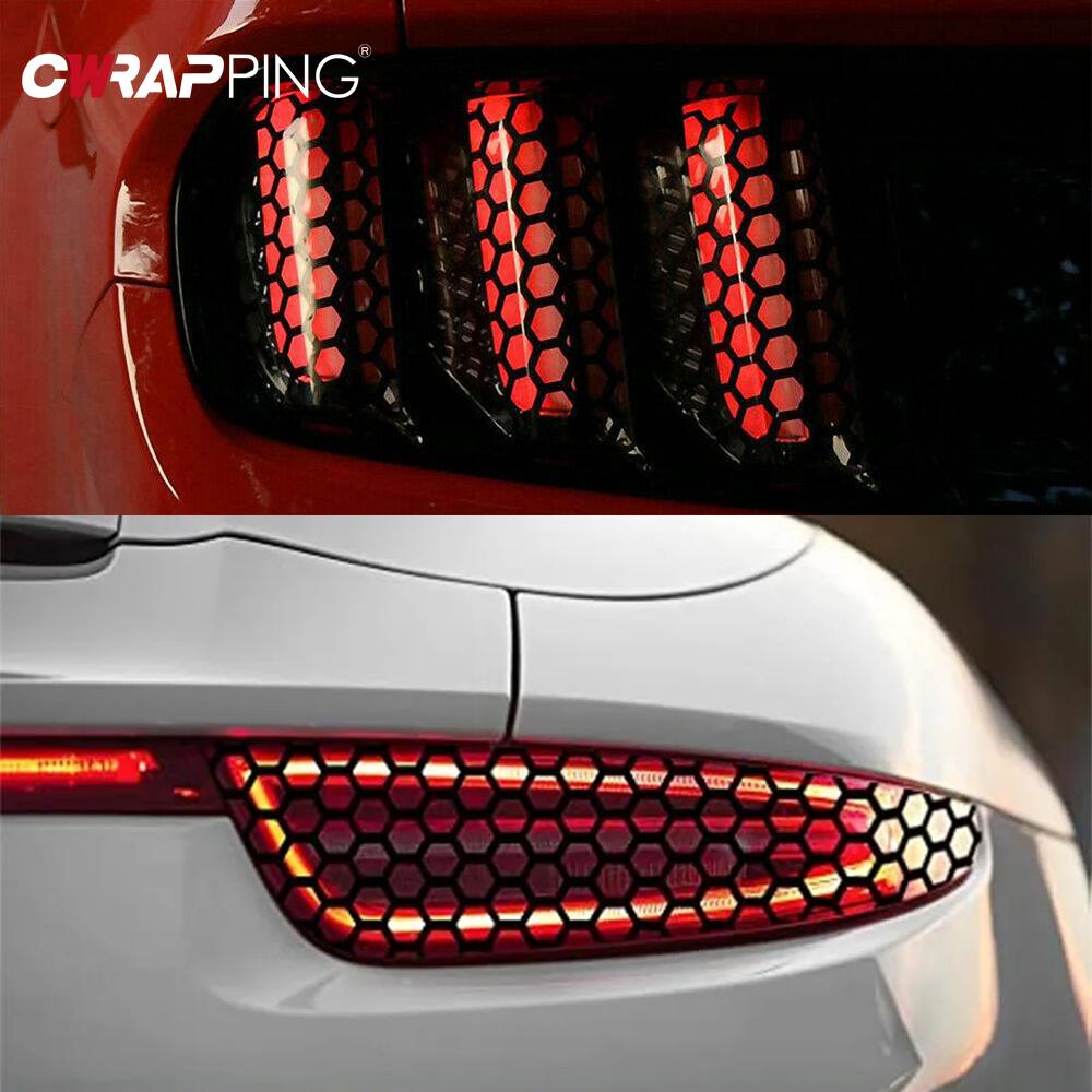 Car Front Rear Tail Light Lamp Honeycomb Stickers DIY Sticker Fog Light Smoke Film Decoration Wrap for Car Exterior Accessories