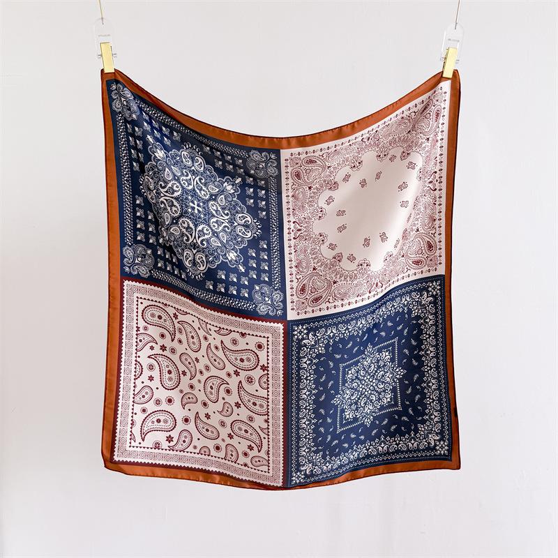 Color matching cashew nut simulation silk high-end large square scarf silk scarf printed shawl decorative scarf sunscreen scarf headscarf scarf