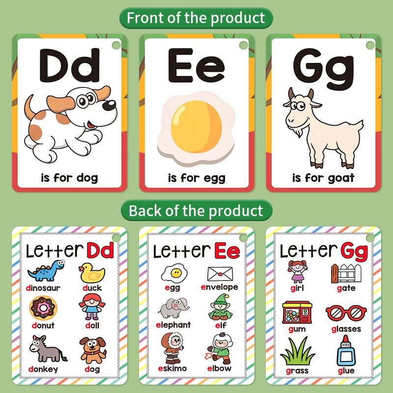156 Words A-Z Learning Cards with Pictures, 27 English Word Cards, Educational Cognitive Games