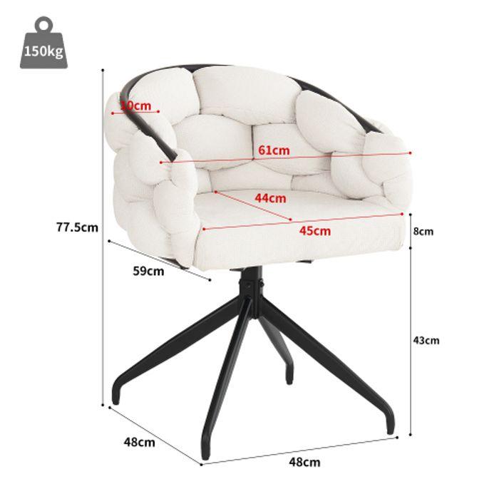 Chaises en velours - MUVOE - Lot de 6 - Ergonomiques - Dossier confortable - Beige