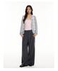Women's Early Autumn College-Style Knit Cardigan - Color Block Diamond Pattern