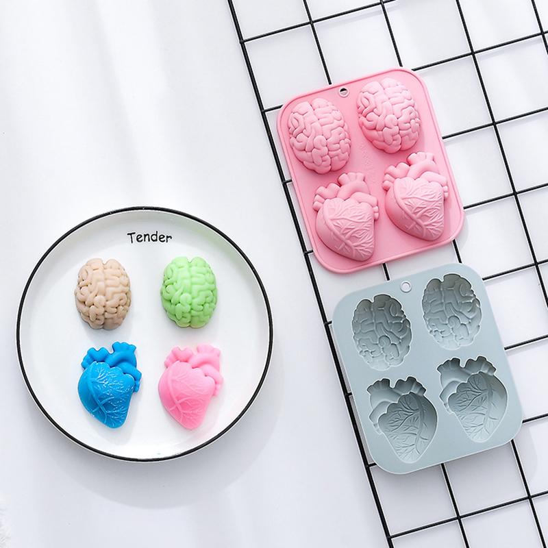 Formas de Assar para Halloween Dedos Morte Coração Humano Cérebro Moldes de Silicone Chocolate Doce Pudim Forma Bandeja de Cubos de Gelo Decoração de Bolo