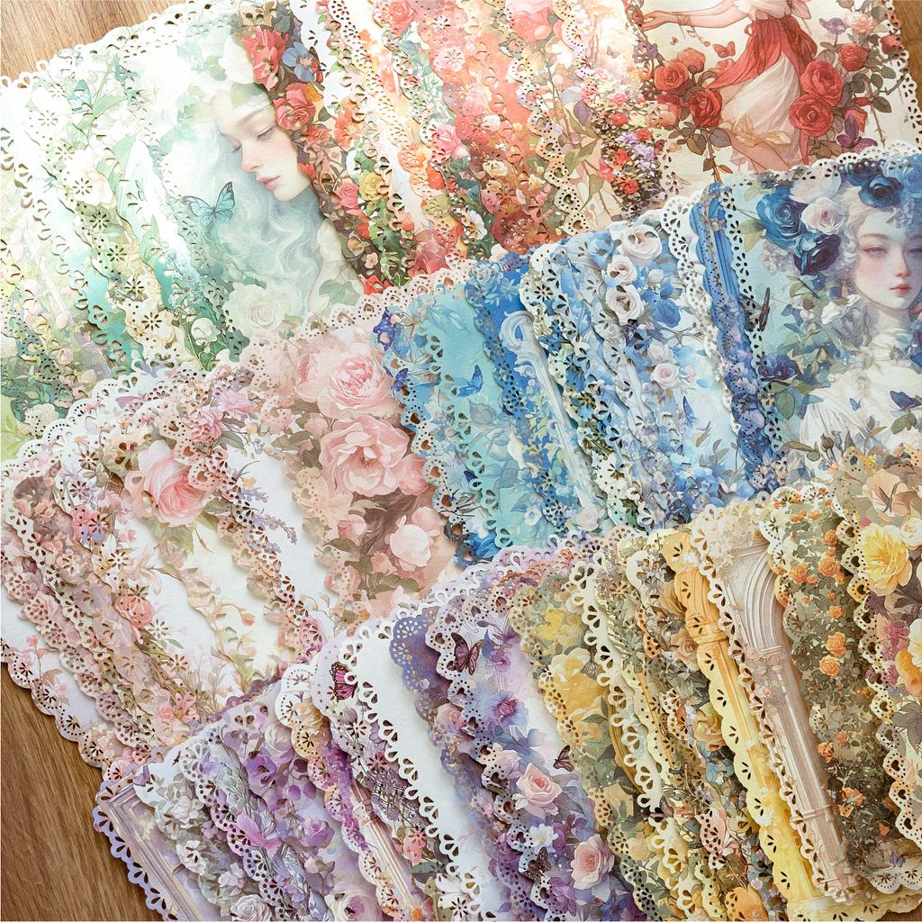 10 Pcs French Romance Series Vintage Material Decorative Paper Diy Diary Album Scrapbooking Material Junk Journal Supplies