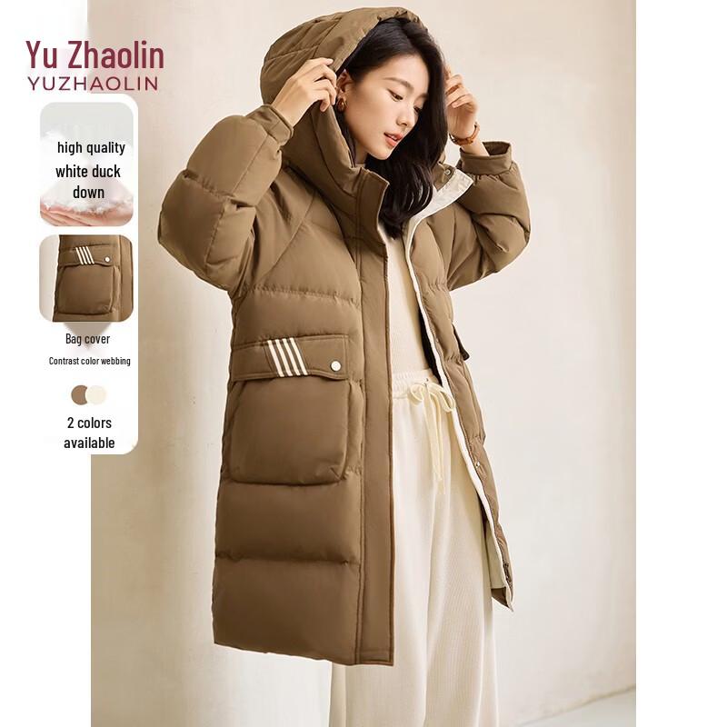 YUZHAOLIN Women s Hooded Color Block Padded Down Jacket L