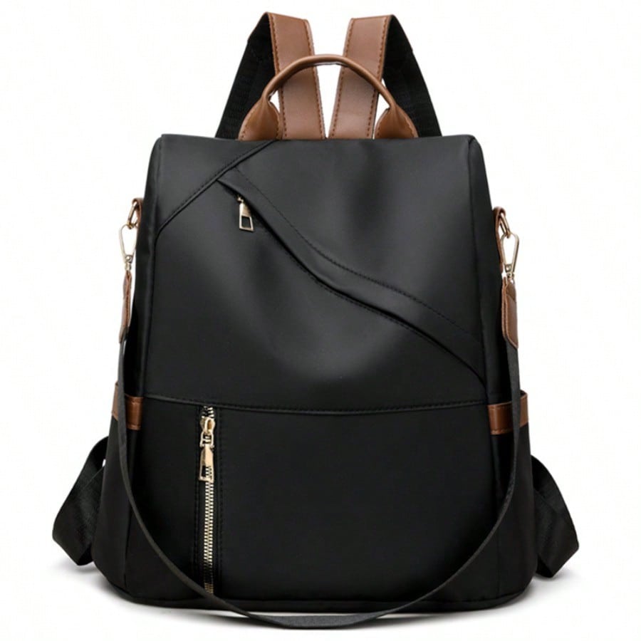 Large Capacity Solid Color Backpack Korean Version Fashionable Waterproof Nylon Bag Women's Bag