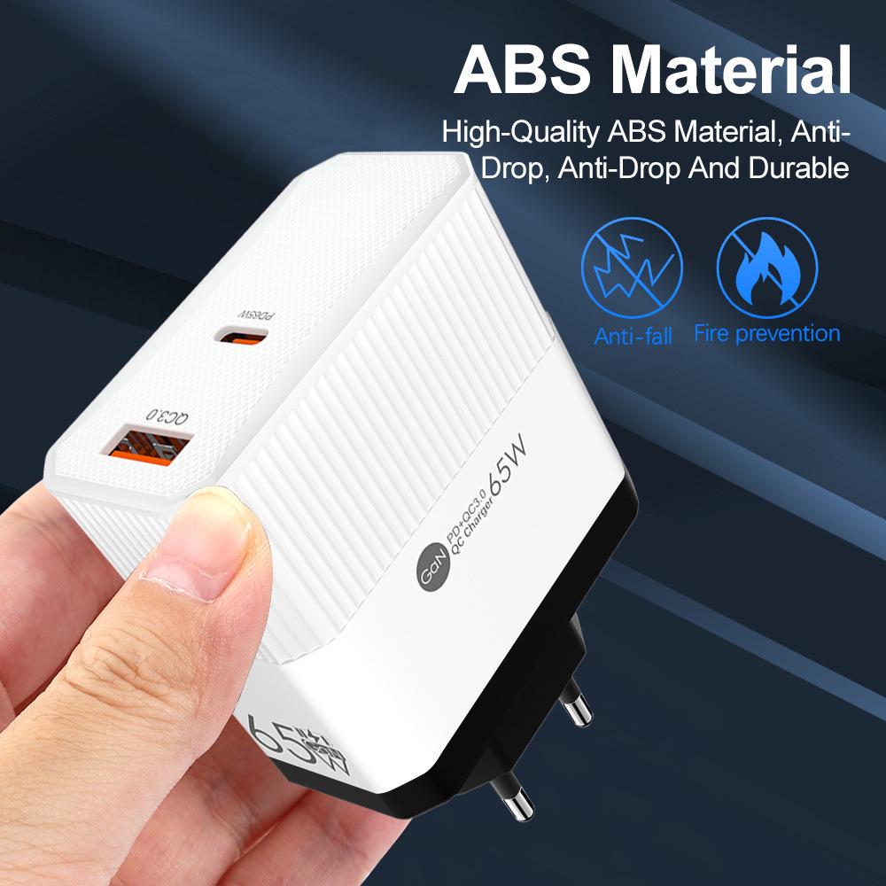 PD 65W GaN Fast Charger with QC3.0 for Phones & Tablets - European Standard