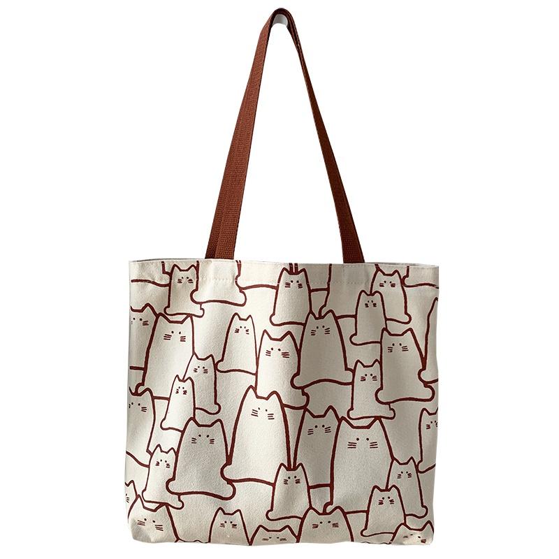 IELGY Japanese Korean style large-capacity simple and cute art shoulder bag portable canvas bag