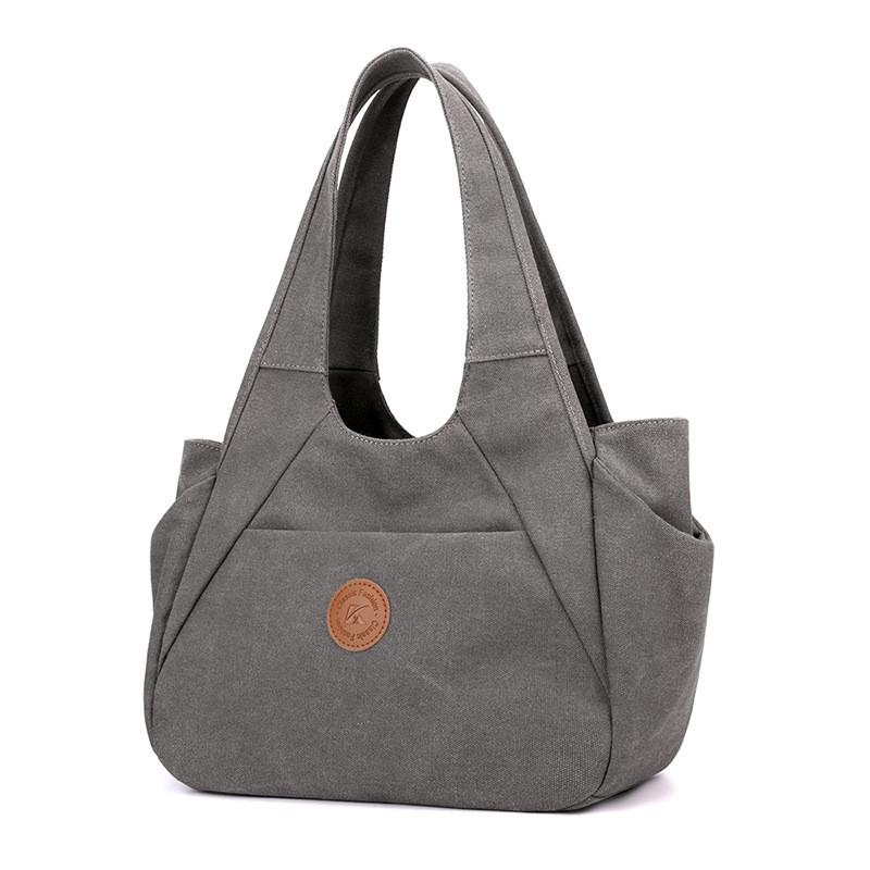 Womens Canvas Tote Bag With Zipper Pockets For Daily Urban Use