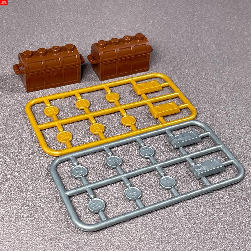 Non-Toxic Moc Bricks Utensil Ingot Bar Dollar Coin Money Gold Silver Painted Gold Gem Treasure Box 99563 Building Blocks Children'S Toys