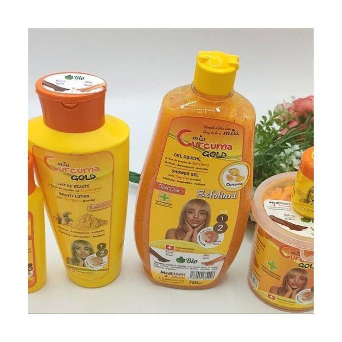 Gamme Complète Soins Curcuma Bio – Gel Douche, Savon, Lait, Huile &amp; Crème Visage