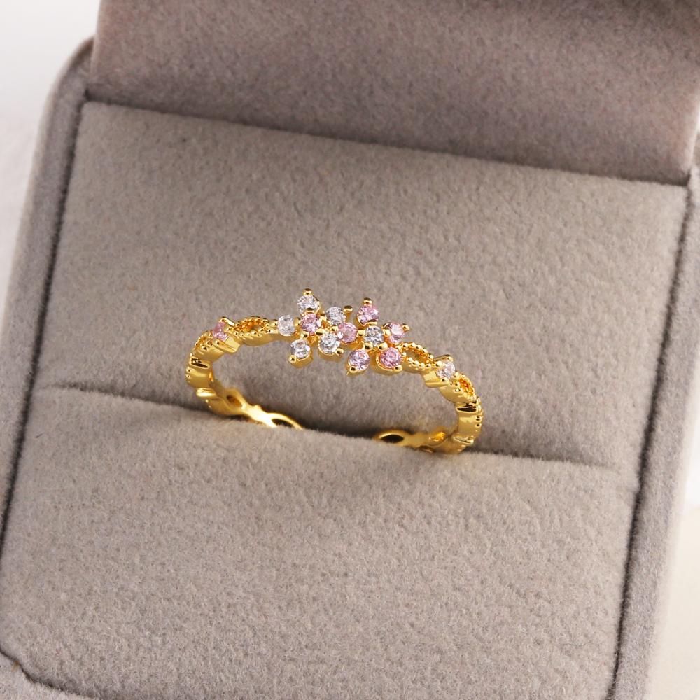 New Cute Colorful Zircon Flower Ring For Women Girl Fashion Vintage Zircon Adjustable Rings Jewelry Gift