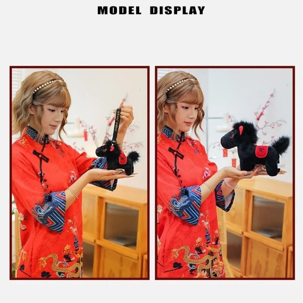 Gift Pony Stuffed Animal Toy Black Horse New Year Mascot Horse Cute Horse Plush Doll  Festival