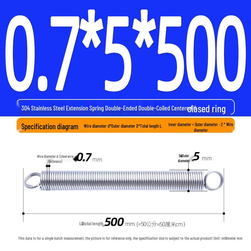 Arc de extensie din oțel inoxidabil 304 de 500 mm cu cârlige deschise și inel cu buclă dublă, personalizabil.