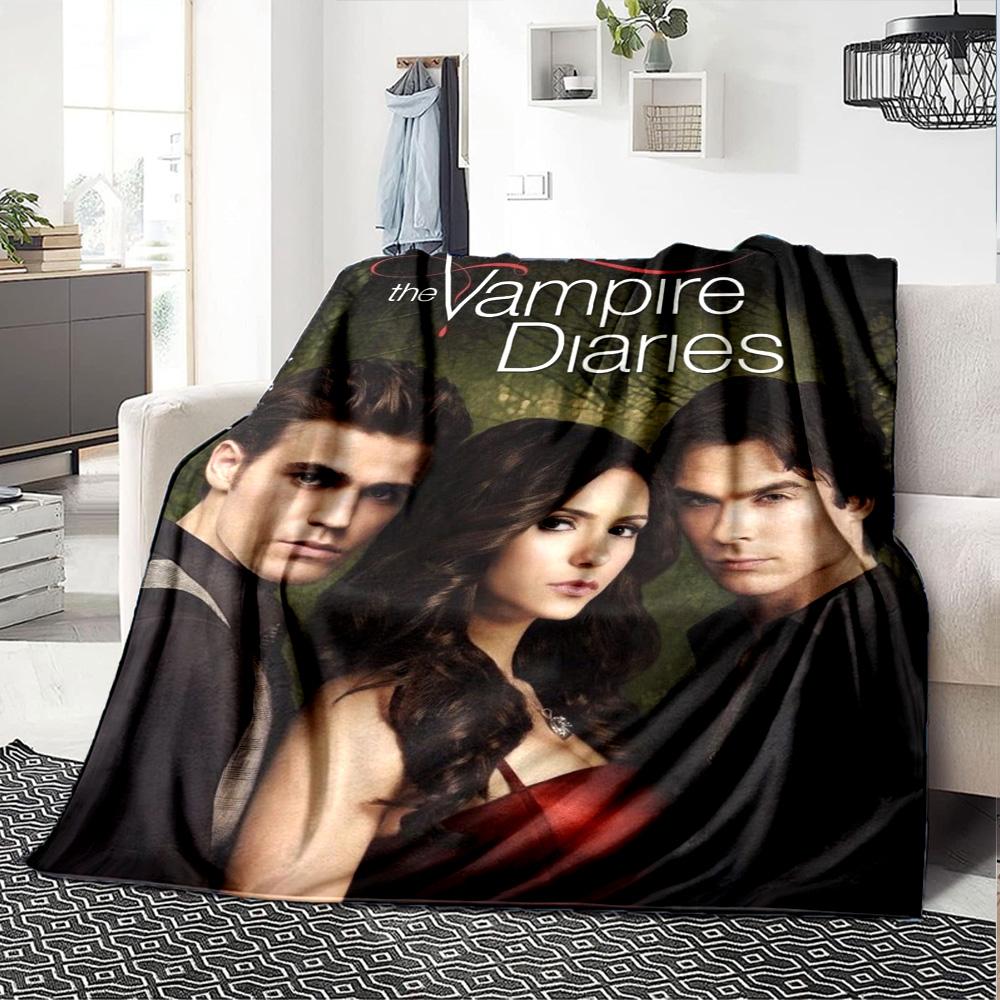 Vampire Diaries TV Show Poster Print Flannel Blanket Soft Warm Throw Blanket Pop Culture Fan Home Decor for Sofa Bedroom Travel