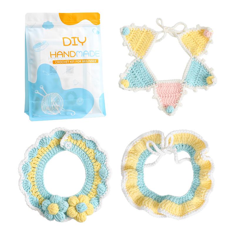 Macaron color pet collar cute cat decoration supplies puffs flower dog rabbit bib drooling towel