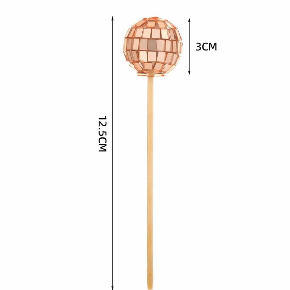 New Retro Disco Ball Cake Toppers 70s 80s Style 3cm Disco Mirror Ball Baking With Wooden Stick Cake Decoration Carnival Party