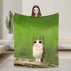 Miauw Kat Uil Bellen Telefoon Thema Warme Gezellige Deken Esthetische Reis Plaid Home Decor Flanellen Sprei Bank Bed Cover