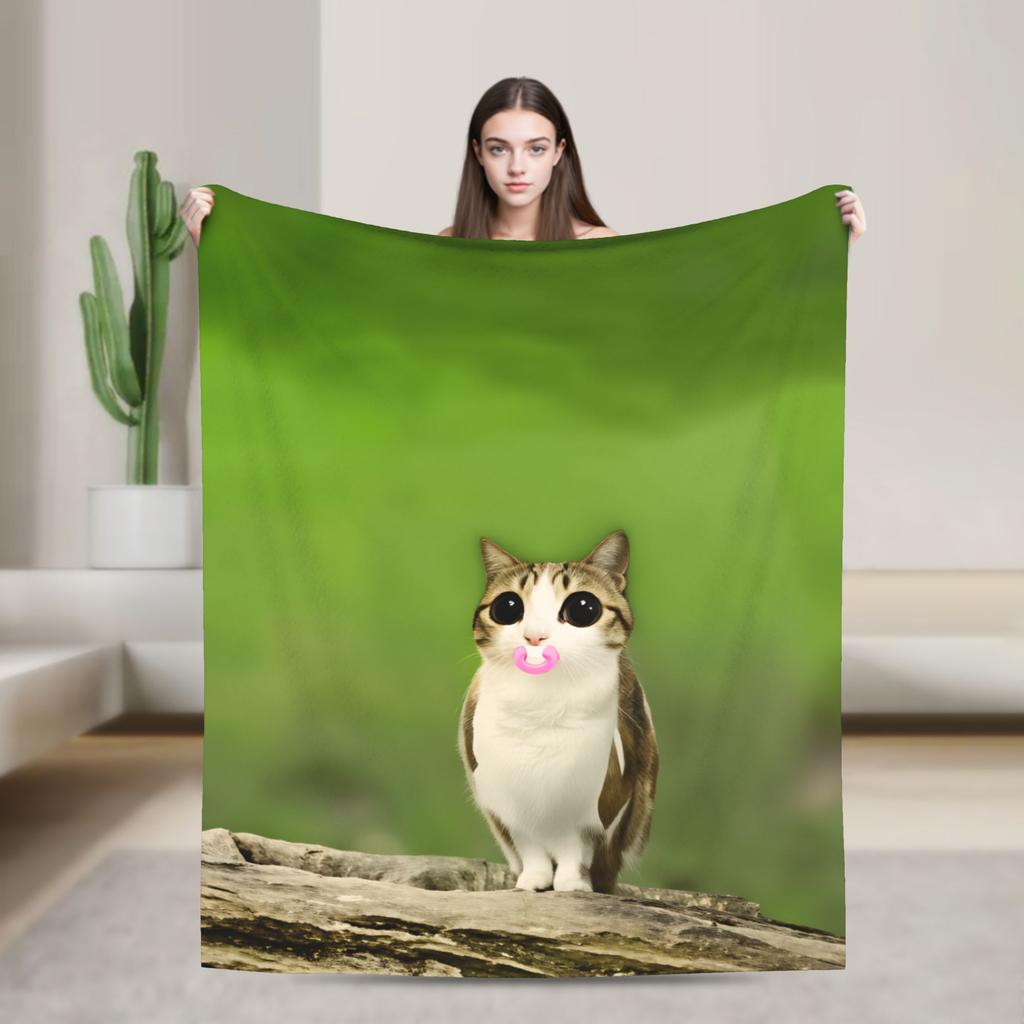 Miauw Kat Uil Bellen Telefoon Thema Warme Gezellige Deken Esthetische Reis Plaid Home Decor Flanellen Sprei Bank Bed Cover