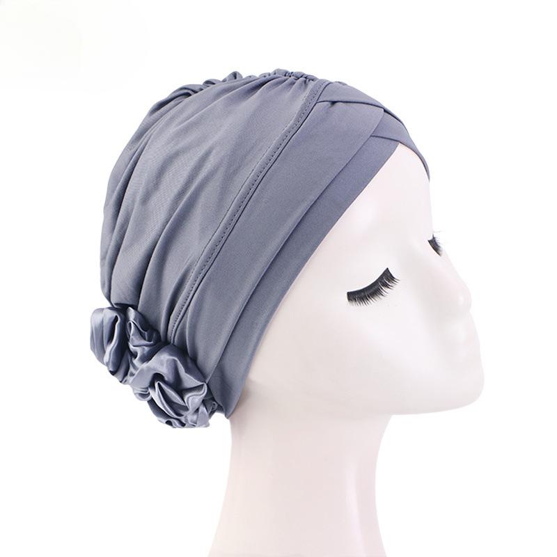 Popular Muslim Big Flower Headscarf Hat In Europe And America, Disc Flower Headscarf Hat Jdt-476A-4