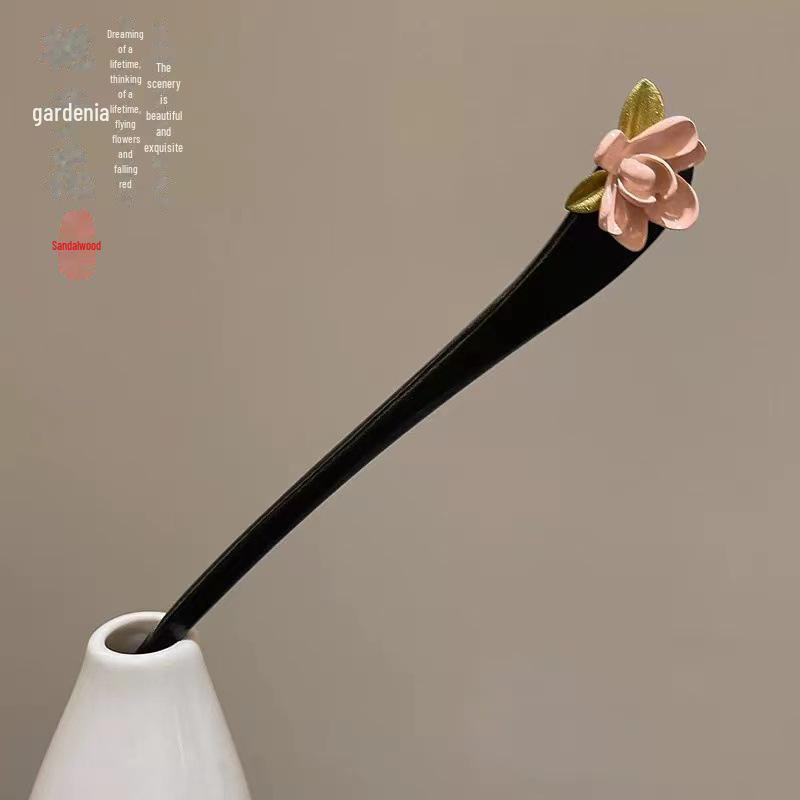 2024 Retro Magnolia Wooden Hairpin with Lily of the Valley Tassel: Simple Bun Accessory for Hanfu & Cheongsam