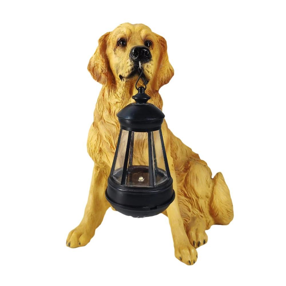 

Creative Resin Dog Sculpture Waterproof Rustic Design Solar Dog LED Light Solar-Powered Windproof Puppy Resin Light