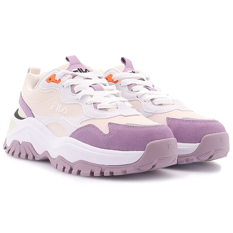 FILA Fashion Sneakers Transpose Synthetic Leather Cowhide Suede Sports Comfort Low-Top Dad Shoes Women Sneakers Beige Purple F12W144147FPS
