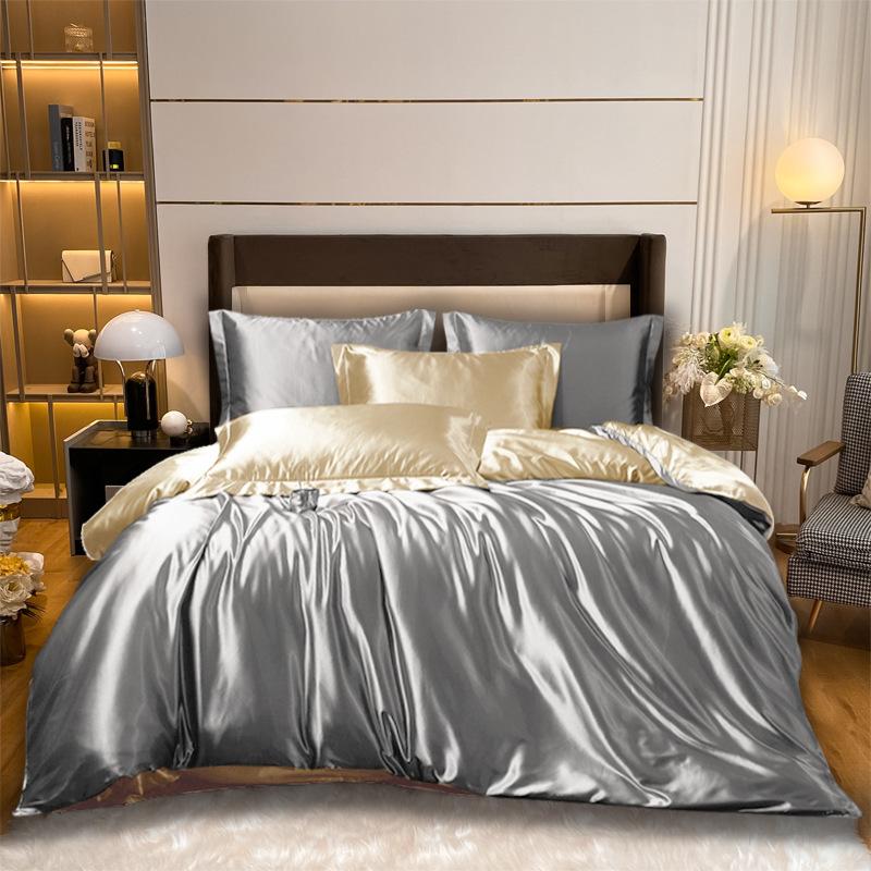 3/4 ks Summer Ice 100% hedvábný satén povlečení s povlakem na přikrývku Prostěradlo Povlaky na polštář Povlaky na povlečení