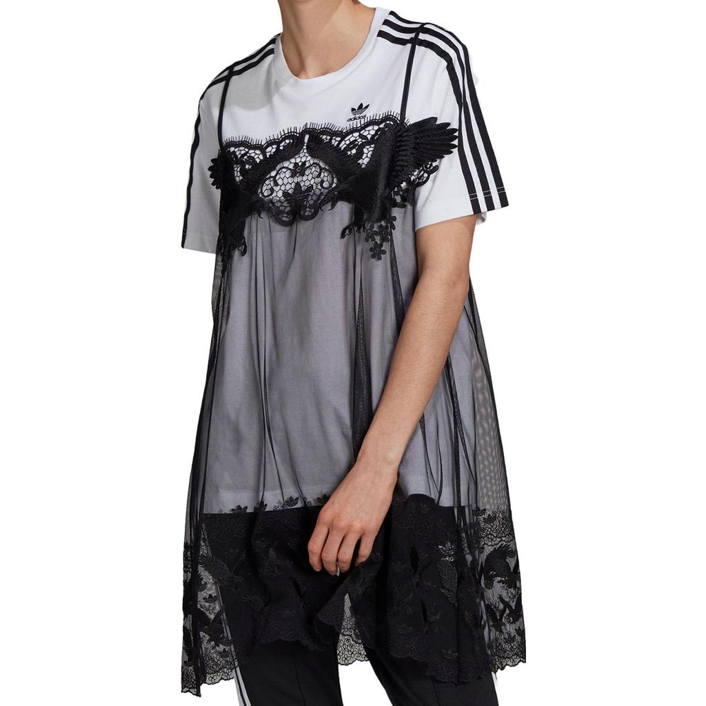 Adidas Sukienka T-shirtowa codzienna sportowa z nadrukiem logo z okrągłym dekoltem i krótkim rękawem Kobiety Sukienki Wielokolorowa H59017