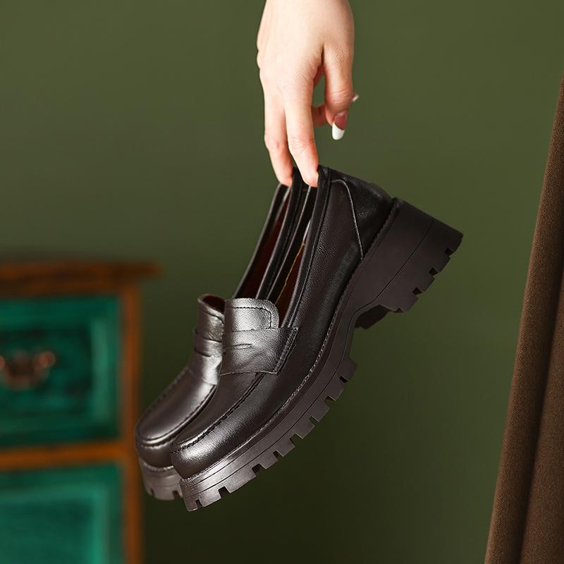 Fashion AIYUQI Women's Loafers Genuine Leather 2025 New Platform Slip-on Female Shoes Large-size Autumn British Style Shoes Girl