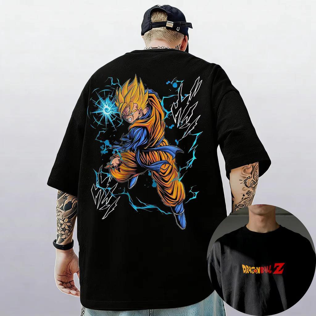 2026 new Dragon Ball Z Mens and Womens Sun Wukong Bejita Print TShirts in Pure Cotton Short Sleeves Fun Harajuku Style
